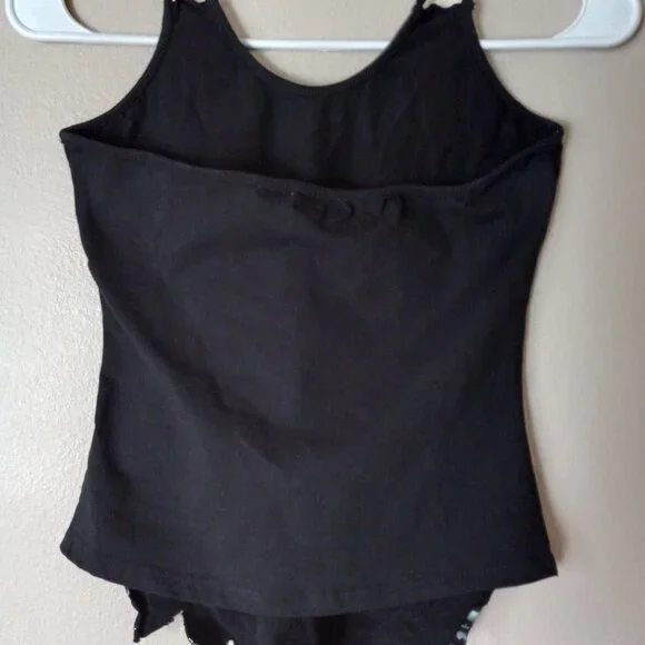 VOICE Backless Black/Pink/White Hibiscus 🌺 Flower Tank with Sequins Women's M - Picture 8 of 9